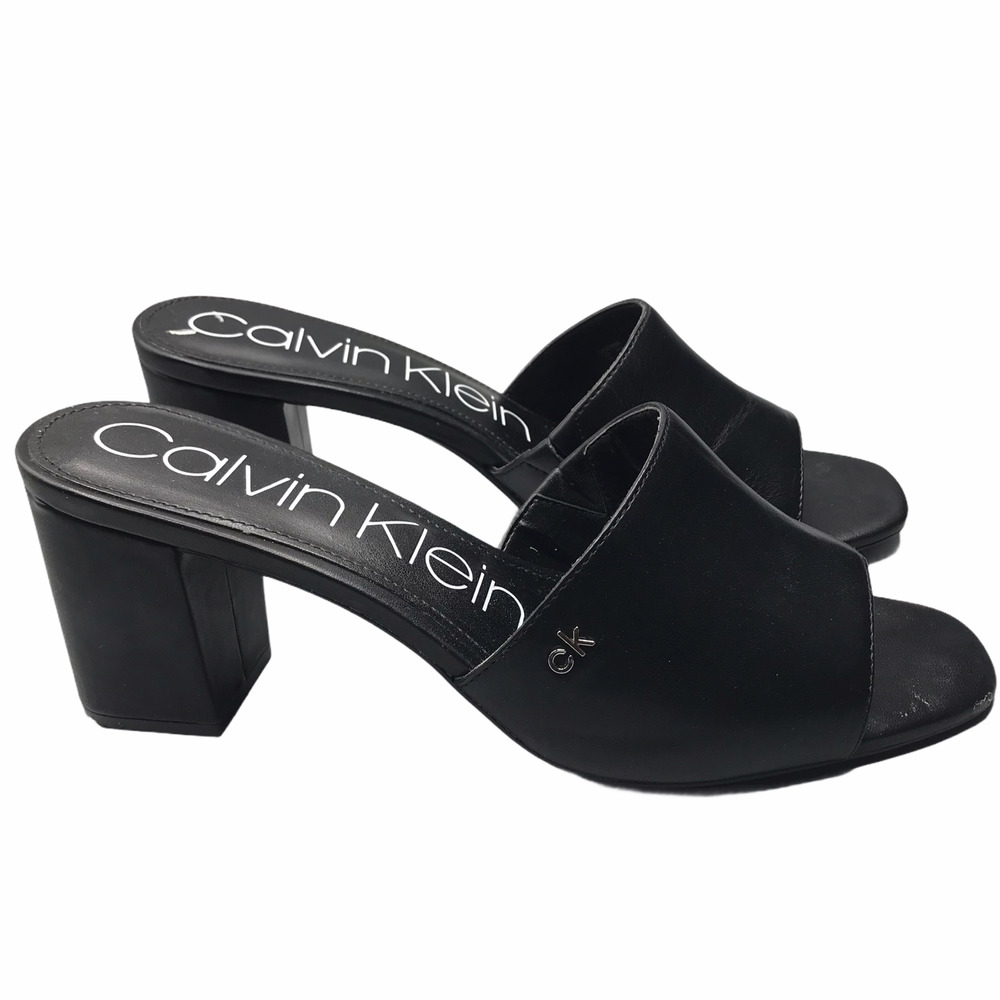 Calvin Klein Womens Black Solid Leather Heeled 10 - image 2